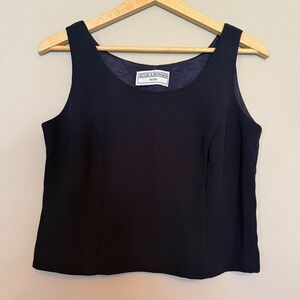 VTG 90s Jessica Howard Petite Navy Blue Sleeveless Shell Top Side Zip Lined S